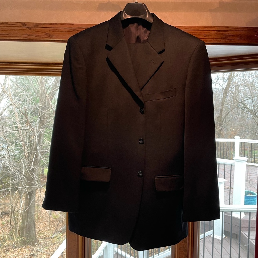 Jones New York Suit, Jacket & Pants, Wool, Black, 42R